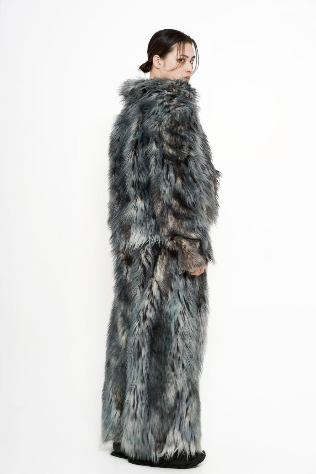 XVVVN CURAÇAO Leopard Long Faux Fur Pants / Black