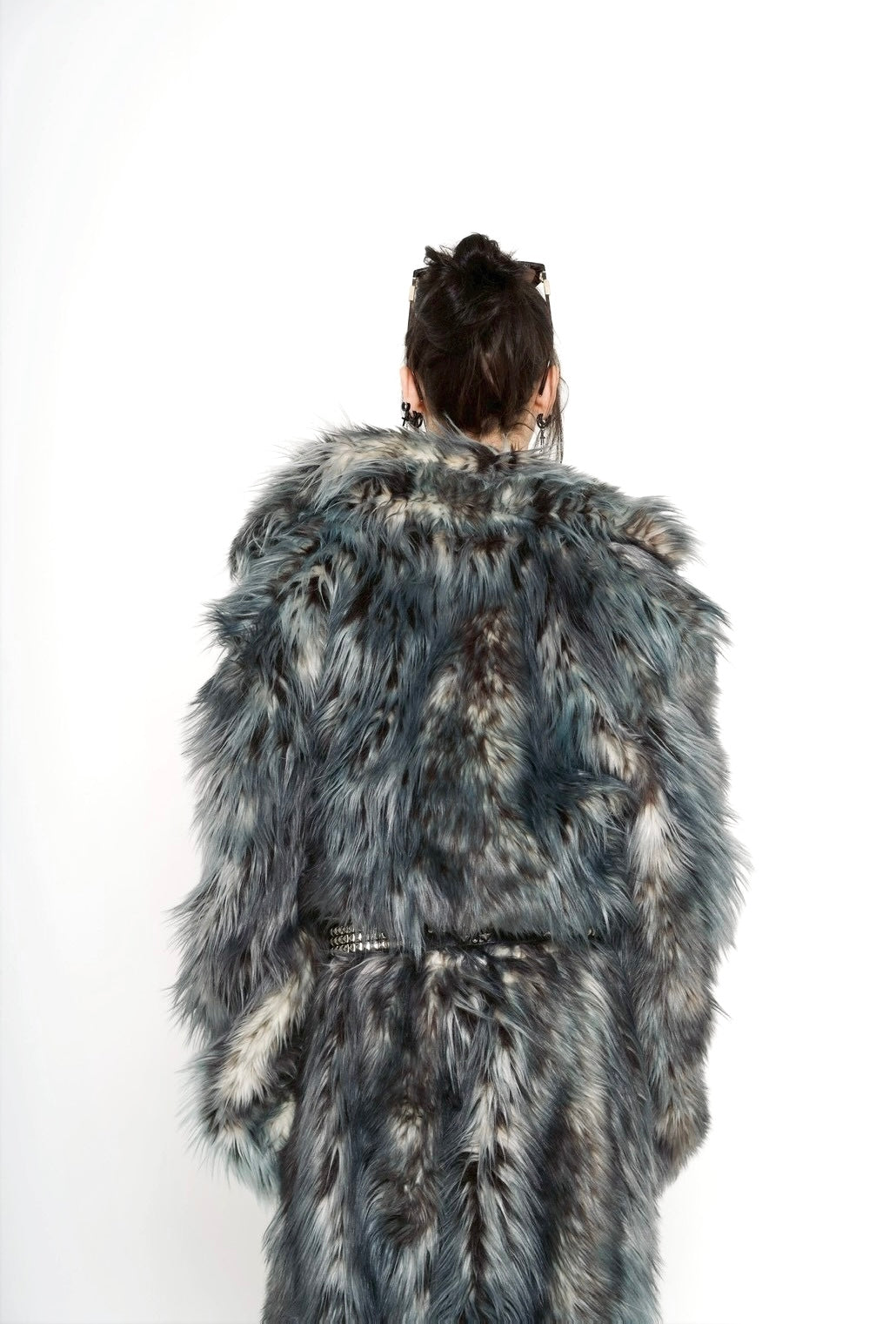 XVVVN CURAÇAO Leopard Long Faux Fur Hooded Jacket / Black