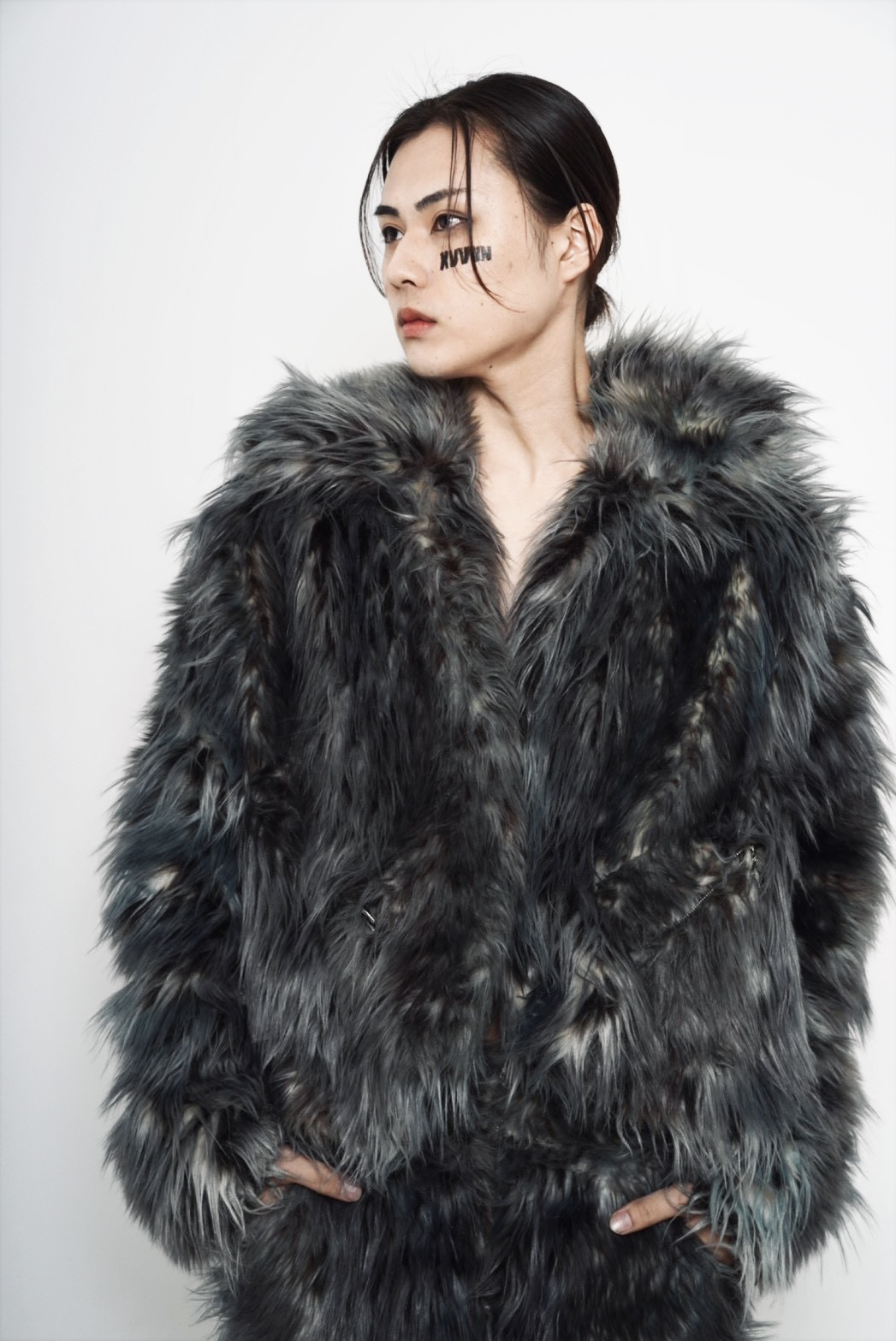 XVVVN CURAÇAO Leopard Long Faux Fur Hooded Jacket / Black