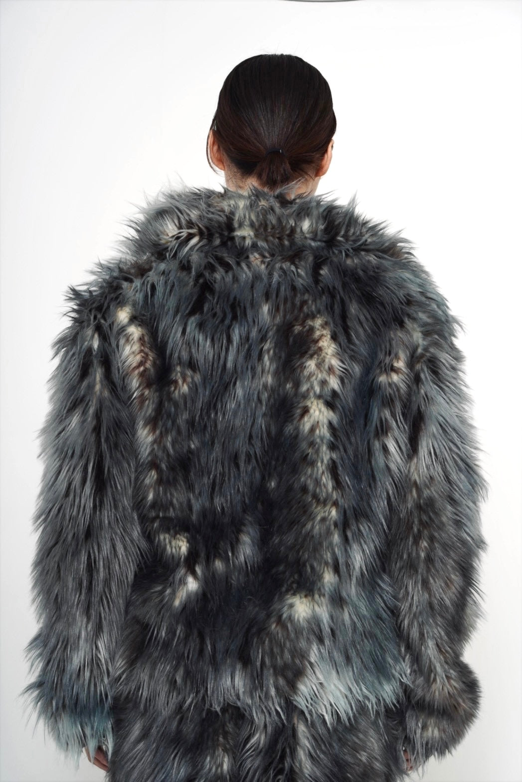 XVVVN CURAÇAO Leopard Long Faux Fur Hooded Jacket / Black