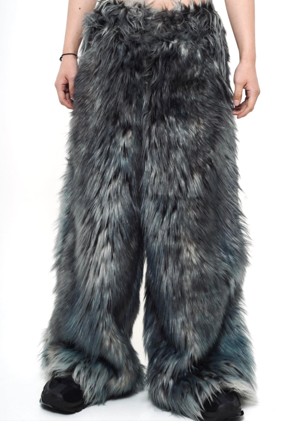 XVVVN CURAÇAO Leopard Long Faux Fur Pants / Black