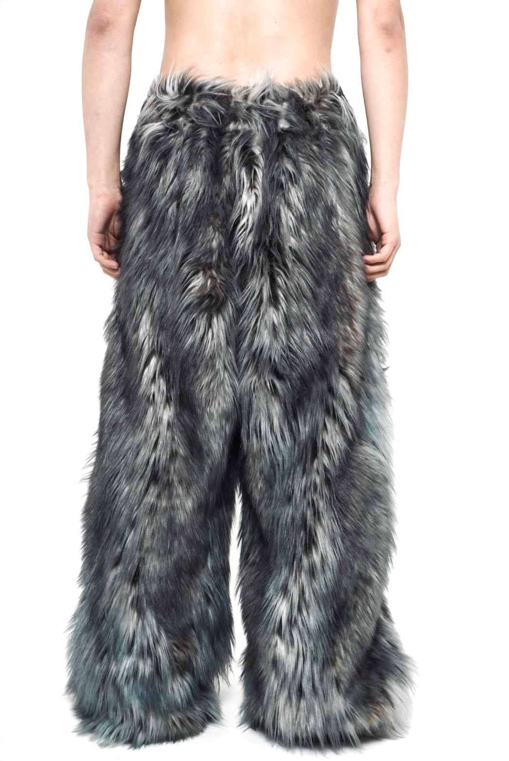 XVVVN CURAÇAO Leopard Long Faux Fur Pants / Black