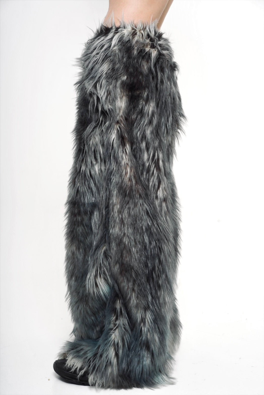 XVVVN CURAÇAO Leopard Long Faux Fur Pants / Black